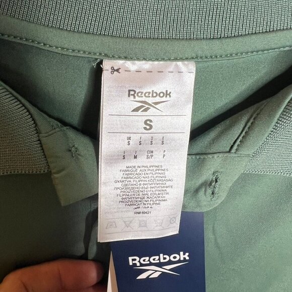 Reebok Men's Short Sleeve Performance Training Polo Shirt - Green Size S - Picture 2 of 7